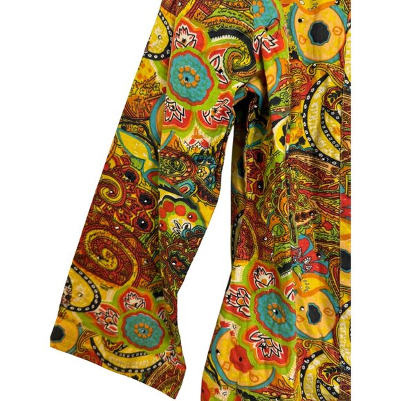 Julia Ku Womens Floral Paisley Jacket M Multicolor Cotton Lightweight India - Picture 5 of 6